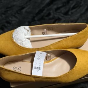 NY&C mustard colored suede flats.